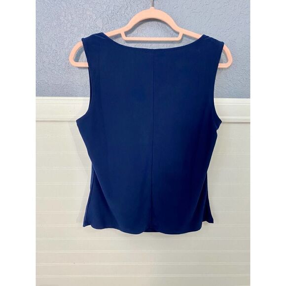 Luxology Navy Draped Sleeveless Blouse - Picture 5 of 7